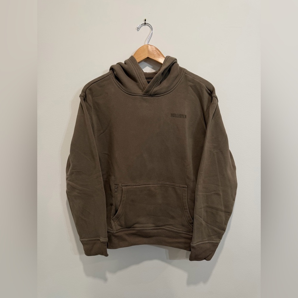 Hollister Soft Hoodie Sweatshirt Men's Brown Size XS Relaxed Cell Phone Pocket
